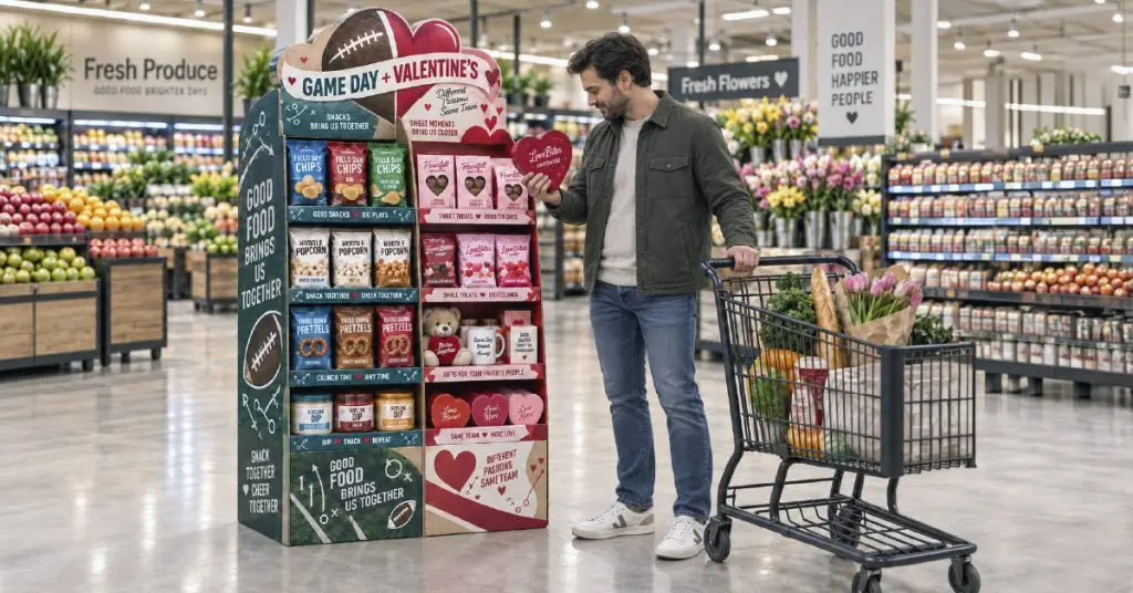 Person shopping a SuperVal store display