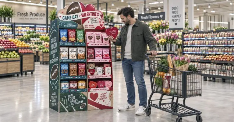 Person shopping a SuperVal store display