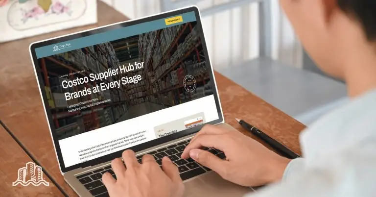 Person sitting at their computer exploring Bay Cities' Costco Supplier Hub